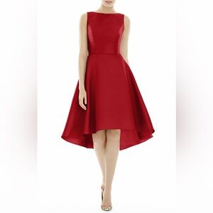 Alfred Sung Bateau Neck High Low Cocktail Dress